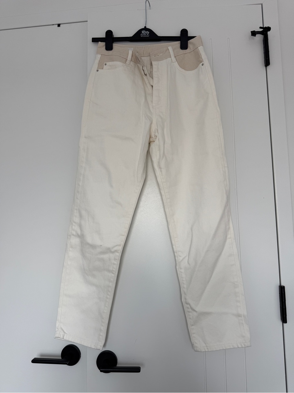 Zara Off-White High-Rise Straight Jeans